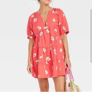 Target universal thread coral pink floral mini dress